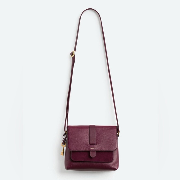 Fossil Handbags - FOSSIL Kinley Small Fold Over Leather Crossbody Bag in Plum